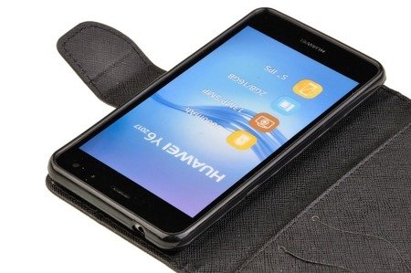 Etui portfel Fancy Case do Huawei Y5 2017 / Y6 2017 czarny